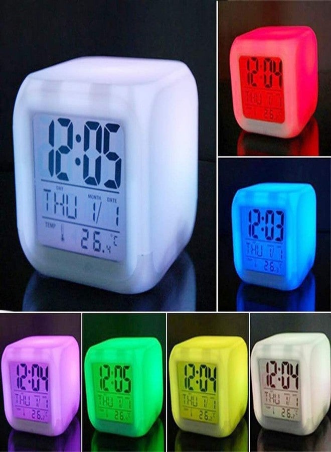 KAPI ZONE Plastic 7 Color Changing Led Digital Alarm Clock with Date Time - Image 3